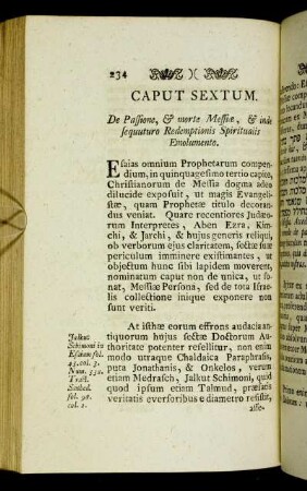 Caput sextum. De Passione, & morte Messiæ, & inde sequuturo Redemptionis Spiritualis Emolumento.