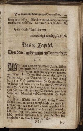 Das 19. Capitel. Von denen unbenannten Contracten.