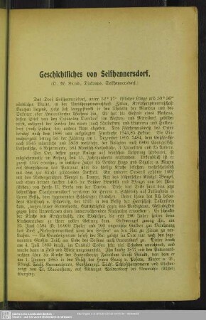 Geschichtliches von Seifhennersdorf