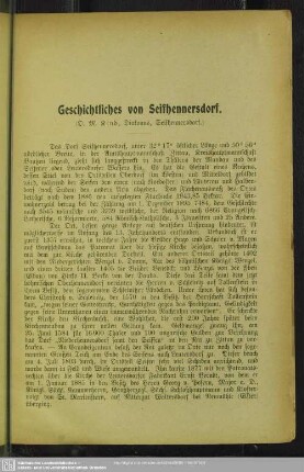 Geschichtliches von Seifhennersdorf