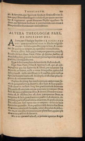 Altera Theologiae Pars De Operibus Dei.