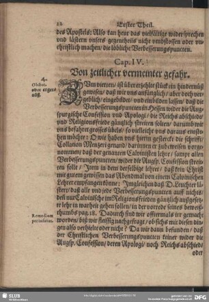 Cap. IV. Von zeitlicher vermeinter gefahr