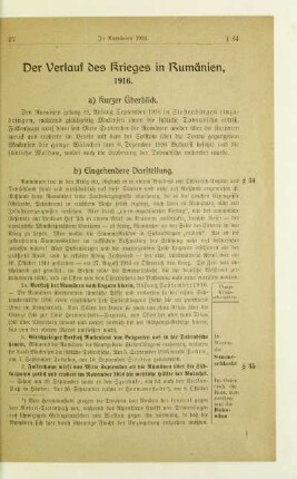 Der Verlauf des Krieges in Rumänien, 1916