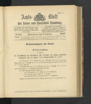 No.241, Donnerstag, den 2. Oktober 1919