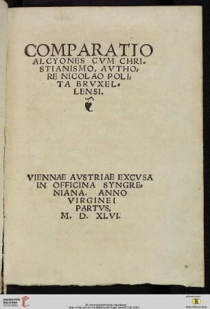Comparatio Alcyones Cvm Christianismo