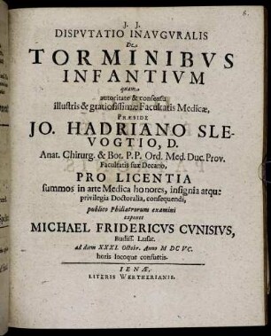 Disputatio Inauguralis De Torminibus Infantium