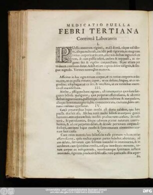 Medicatio Puellae Febri Tertiana Continua Laborantis.