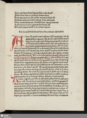 Hic incipiunt fabule auctorum cum ordinem alphabeti