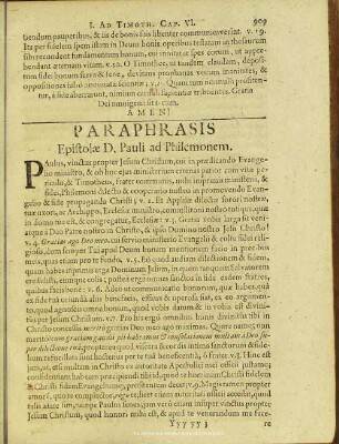 Paraphrasis Epistolae D. Pauli Ad Philomonem