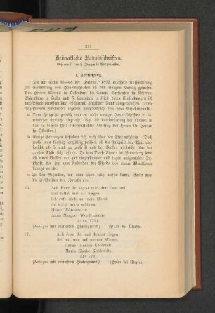 Heimatliche Haisinschriften.