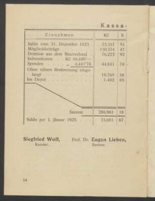 Kassa-Bericht