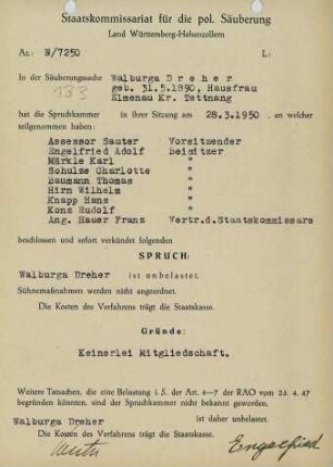 Dreher, Walburga
