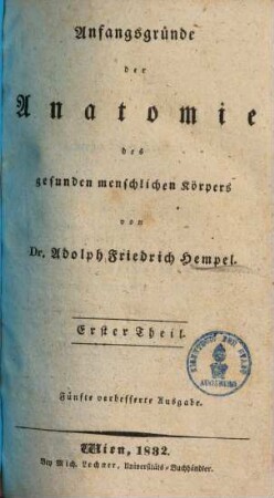 Anfangsgründe der Anatomie des gesunden menschlichen Körpers, 1
