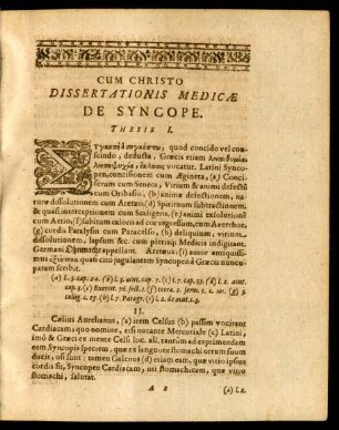 Dissertationis Medicae De Syncope.