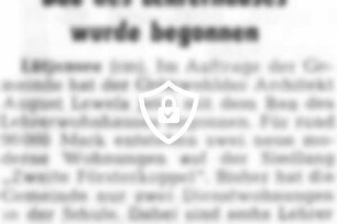 Bau des Lehrerhauses wurde begonnen