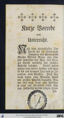 Kurze Vorrede und Unterricht.