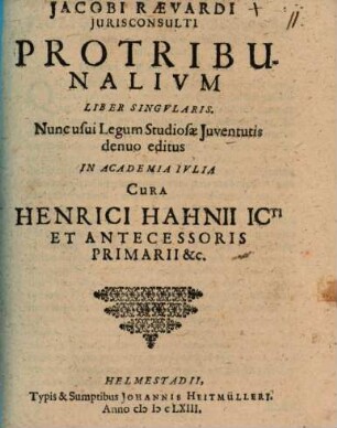 Protribunalium liber singularis