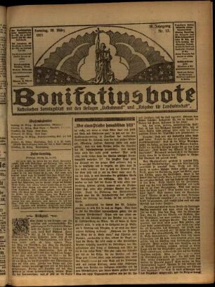 Erste Ausgabe vom Sonntag, den 20. März 1921.