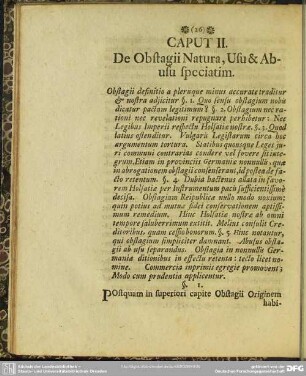Caput II. De Obstagii Natura, Usu & Abusu speciatim