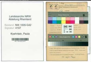 Entnazifizierung Paula Koehnlein , geb. 03.06.1905 ()