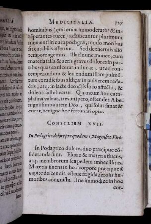 Consilium XVII. In Podagrico dolore pro quodam Magnifico Viro