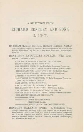 A selection from Richard Bentley and Son's list