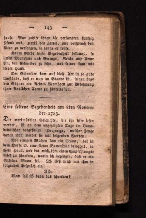 Eine seltene Begebenheit am 8ten November 1783.