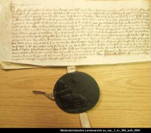Die Stadt Groningen beurkundet die Übertragung einer Rente an die Nonne Ludgerd in Aland = OUB II, Nr. 1266, S. 311 Anhängendes Siegel beschädigt erhalten