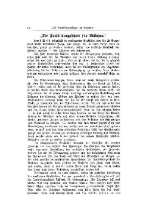 "Die Fortbildungskurse für Mädchen"