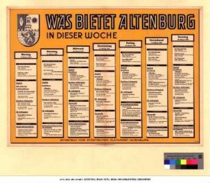 Originaltitel: Was bietet Altenburg in dieser Woche 14. Februar bis 20. Februar 1949 Mitgeteilt vom Städtischen Kulturamt Altenburg