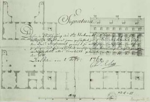 Dresden, Rampische Gasse vor dem Tore, Grundriß mit Genehmigungsvermerk 1764