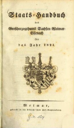 Staatshandbuch für das Großherzogtum Sachsen. 1827, 1827