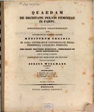 Quaedam de dignitate pelvis femineae in partu : cum tabula lapidi incisa