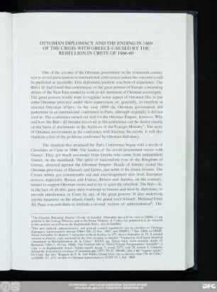 Ottoman Diplomacy And The Ending In 1869 Of The Crisis With Greece Caused By The Rebellion In Crete Of 1866-69