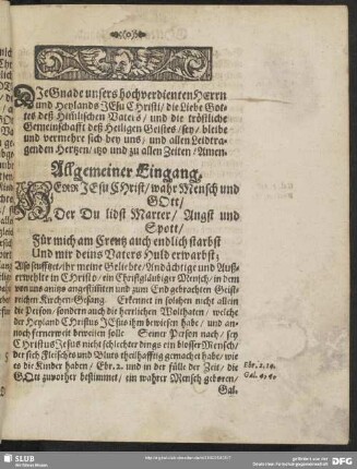 Leichenpredigt : Gottes schwere Hand, Allgemeiner Eingang, [Text], Sonderbarer Eingang, Abhandlung