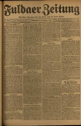 Erste Ausgabe vom Mittwoch, den 08. Dezember 1920.