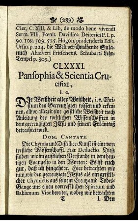 CLXXXI. Pansopia & Scentia Crucifixi. - CCX. Theopolis Euphrœnotica.