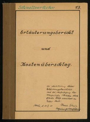 Verkehrsverbindung über die Havel, Berlin-Spandau Schinkelwettbewerb 1931: Massenermittlung, Statik, Erläuterungsbericht