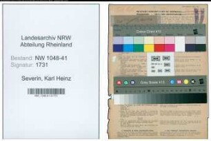 Entnazifizierung Karl Heinz Severin , geb. 29.09.1913 (Kaufmann)