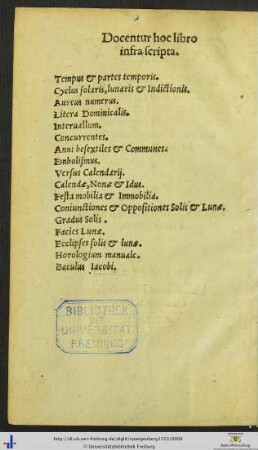 Docentur hoc libro infra scripta