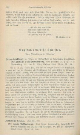 212-218 Empfehlenswerthe Schriften