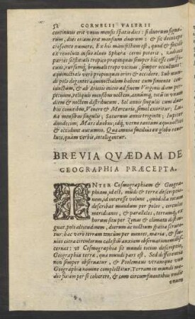 Brevia Quaedam De Geographia Praecepta.