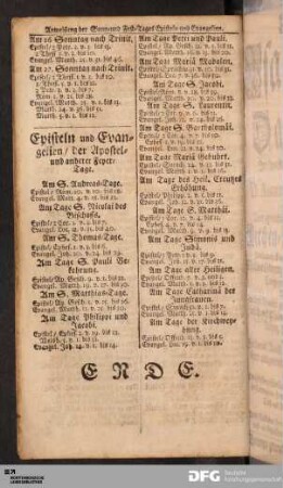 Episteln und Evangelien/ der Apostel- und anderer Feyer-Tage.