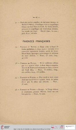 Faiences Françaises (Nr. 72 - 80)