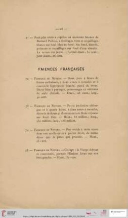 Faiences Françaises (Nr. 72 - 80)