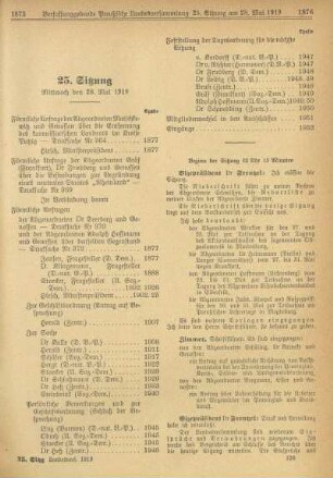 25. Sitzung, Mittwoch den 28. Mai 1919