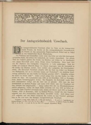 Der Amtsgerichtsbezirk Vieselbach. [Einleitung]