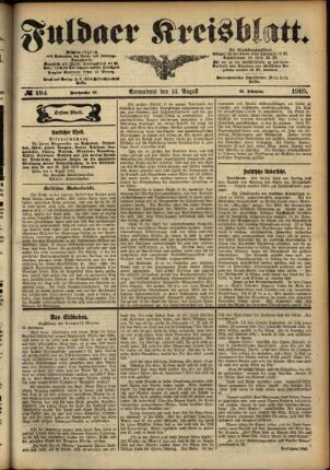 Erste Ausgabe vom Samstag, den 13. August 1910.