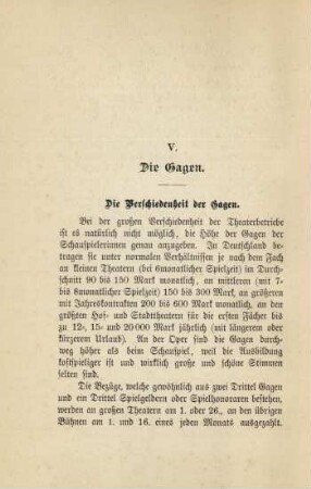 V. Die Gagen