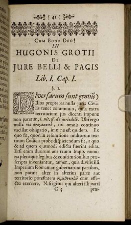 In Hugonis Grotii De Jure Belli & Pacis Lib. I